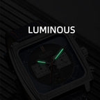 MEGIR 2182 men's chronograph watch feature graphic showing luminous hands glowing in the dark