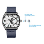 MEGIR 2201 men's sport watch operation graphic showing how to adjust the calendar and time