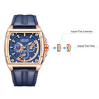 MEGIR 2204 men's chronograph watch operation graphic showing how to adjust the calendar and time