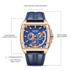 MEGIR 2204 men's chronograph watch parameters graphic with case diameter, band length and thickness