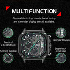 MEGIR 2217 men's chronograph watch multifunction graphic explaining the sub-dials and calendar display