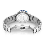 MEGIR 2220 men's chronograph watch caseback with engravings, steel bracelet and folding clasp