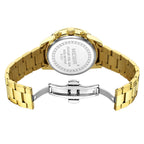 MEGIR 2221 men's chronograph watch caseback with engravings, gold bracelet and folding clasp