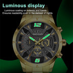 MEGIR 2221 men's chronograph watch feature graphic showing luminous numerals and hands glowing in the dark