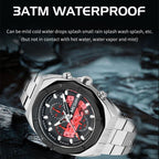 MEGIR 2225 men's chronograph watch water-resistance graphic, silver octagonal case with black dial and steel bracelet
