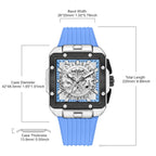 MEGIR 2228 men's chronograph watch parameters graphic with case diameter, thickness and band dimensions