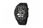 MEGIR 2242 automatic feature graphic showing 3 ATM waterproof and luminous hands skeleton dial