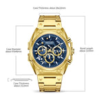 MEGIR 4220 men's chronograph watch parameters graphic with case diameter, thickness and band length