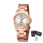MEGIR 5006 women's quartz watch, rose-gold case and bracelet with white dial, with gift box