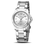 MEGIR 5006 women's quartz watch, silver case and bracelet with silver-white dial, front view