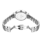 MEGIR 7012 quartz watch stainless steel caseback with engraved branding and silver bracelet