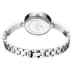 MEGIR 7018 diamond quartz watch stainless steel caseback with engraved branding and crystal bracelet