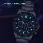 MEGIR 8104 chronograph watch luminous function feature graphic with glowing hands and markers in the dark