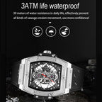 MEGIR 8109 skeleton quartz watch 3ATM life waterproof feature graphic, silver model