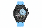 MEGIR 8111 quartz sport analog watch with light blue dial and light blue silicone strap front view