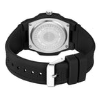MEGIR 8119 quartz watch stainless steel caseback with black silicone strap and buckle