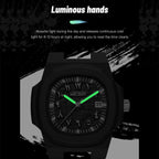 MEGIR 8119 quartz watch luminous hands feature graphic with glowing hour and minute hands