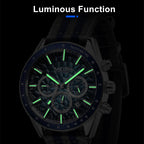MEGIR 8121 chronograph watch luminous function feature graphic with glowing dial markers