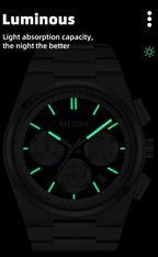MEGIR 8402 chronograph watch luminous dial feature graphic glowing in the dark