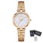 MEGIR 85112 women's quartz watch, rose-gold case, mother-of-pearl dial and steel bracelet, front