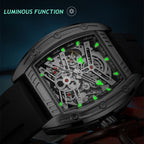MEGIR 8601 skeleton automatic watch with luminous hands and markers glowing in the dark