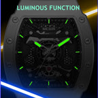 MEGIR 8604 skeleton automatic watch with luminous hands and markers glowing in the dark