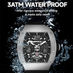 MEGIR 8604 skeleton automatic watch, 3ATM life-waterproof feature graphic, silver model