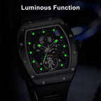 MEGIR 9190-12 skeleton automatic watch with luminous hands and markers glowing in the dark