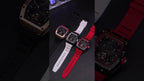 MEGIR 9190-12 skeleton automatic watch trio in rose-gold, white and red, beauty shot