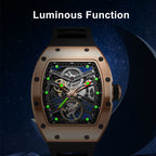 MEGIR 9190-13 skeleton automatic watch with luminous hands and markers glowing in the dark
