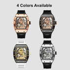 MEGIR 9190-15 dragon skeleton automatic watch shown in four case and dragon colour options