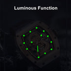 MEGIR 9190-15 dragon skeleton automatic watch with luminous hands and markers glowing in the dark