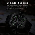 MEGIR 9190-4 skeleton automatic watch with luminous hands and markers glowing in the dark
