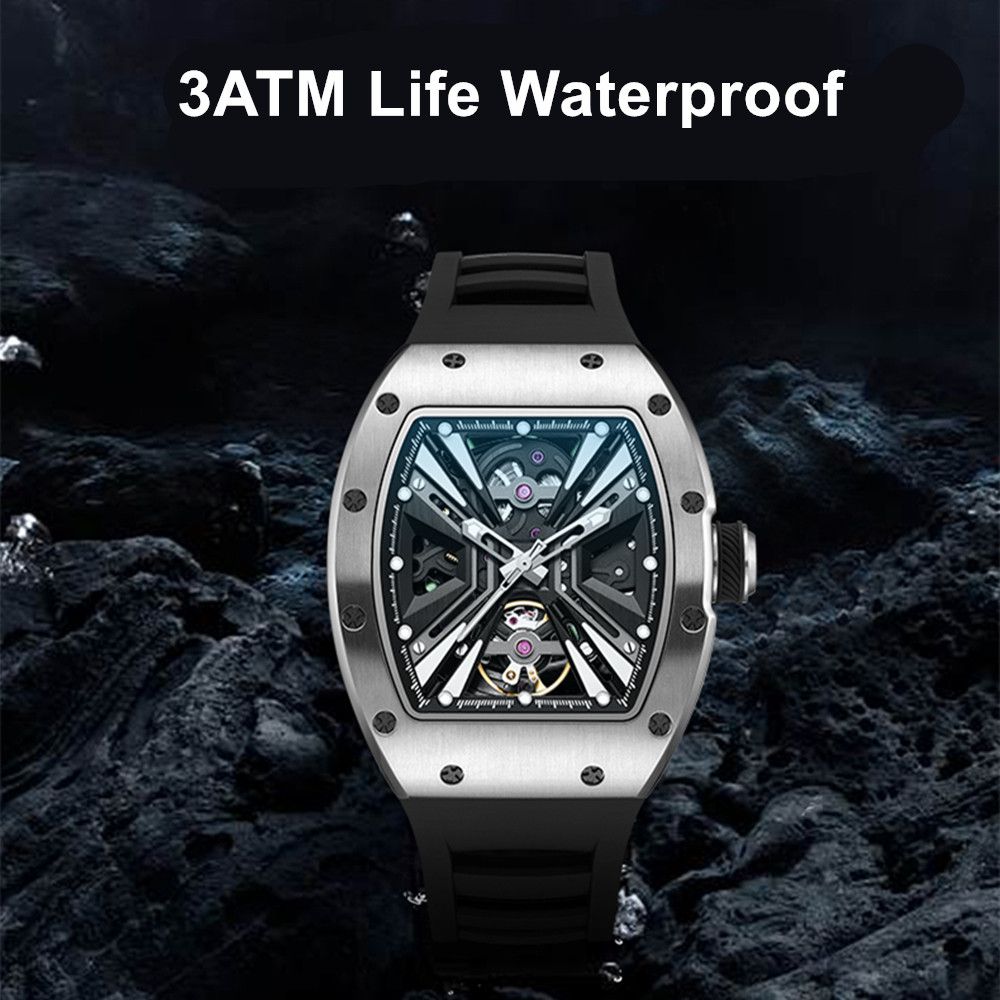 MEGIR 9190-4 skeleton automatic watch, 3ATM life-waterproof feature graphic, silver model