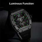 MEGIR 9190-5 spider skeleton automatic watch with luminous hands and markers glowing in the dark