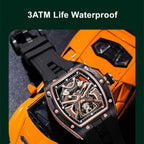 MEGIR 9198-5 samurai skeleton automatic watch, 3ATM life-waterproof feature graphic, rose-gold model