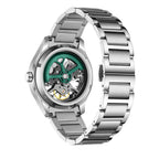 MEGIR 9204-5 skeleton automatic watch caseback with exhibition window showing the movement