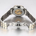 MEGIR 96002 automatic watch caseback with exhibition window revealing the self-winding movement