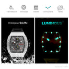 MEGIR chronograph features graphic with 3 ATM waterproof chronograph calendar and luminous hands
