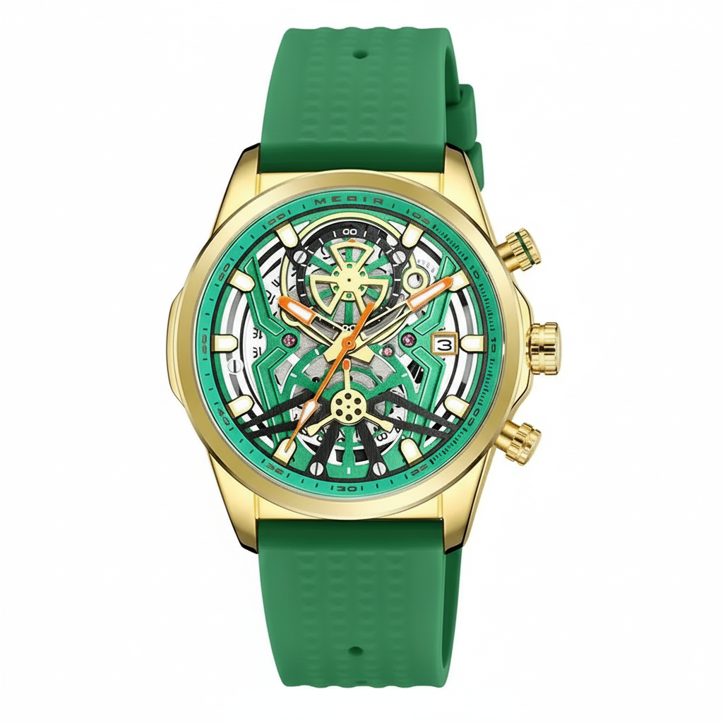 MEGIR Sport Chronograph Quartz Watch with green dial