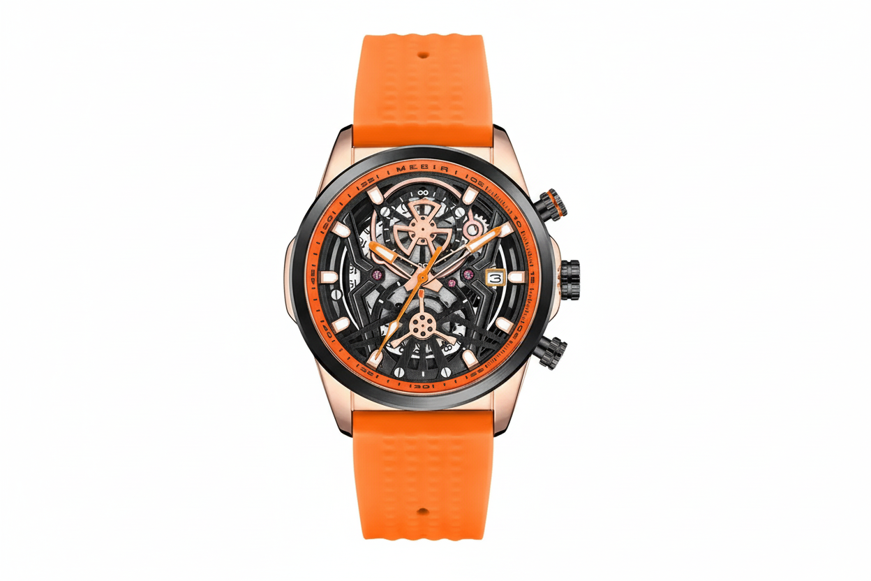 MEGIR Sport Chronograph Quartz Watch with orange dial