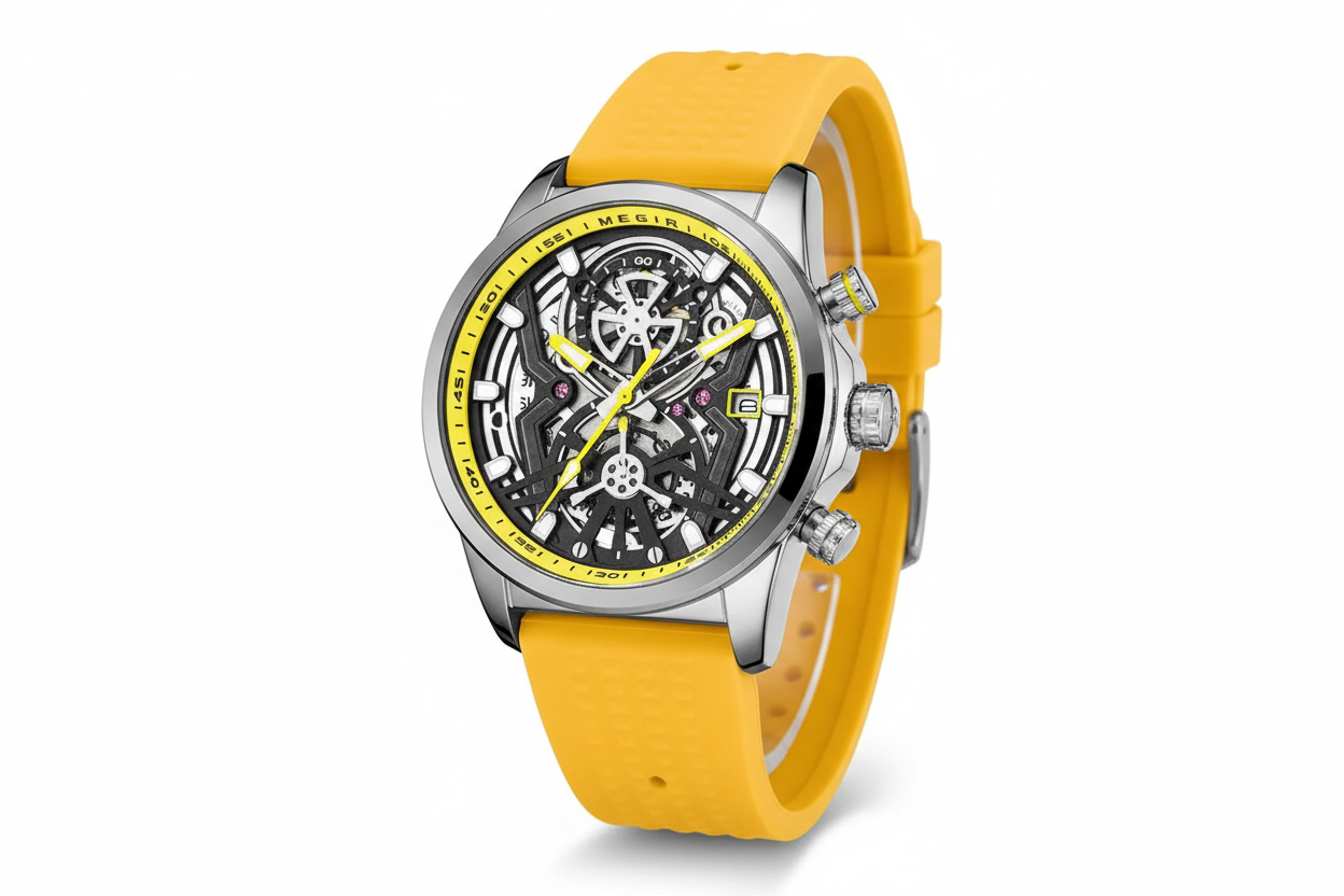 MEGIR Sport Chronograph Quartz Watch with yellow dial