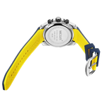 MEGIR MN2144GS men's watch caseback with stainless steel back and yellow blue silicone strap