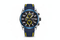 MEGIR MN2144GS chronograph watch with black dial, blue bezel and blue silicone strap, front view