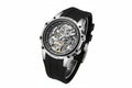 MEGIR men's skeleton dial automatic tourbillon watch with black silicone strap