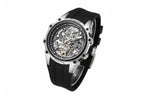 MEGIR men's skeleton dial automatic tourbillon watch with black silicone strap