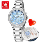 OLEVS Luxury Rhombus Mirror Women's Chronograph Watch, angled view