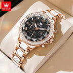 OLEVS Luxury Rhombus Mirror Women's Chronograph Watch