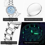 OLEVS Luxury Rhombus Mirror Women's Chronograph Watch, shown on wrist