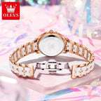 OLEVS Luxury Butterfly Diamond Rose Gold Women's Watch, caseback view